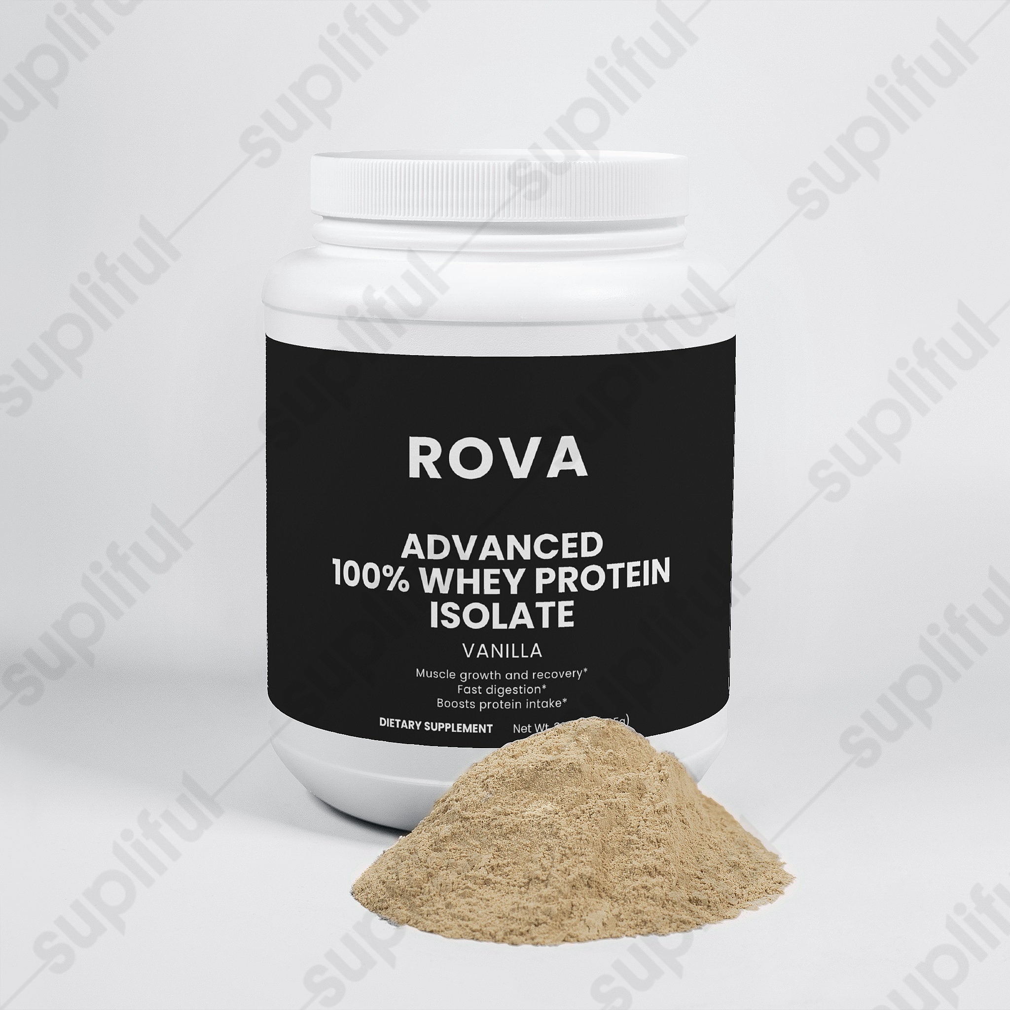 Advanced 100% Whey Protein Isolate (Vanilla) — top-down view of container