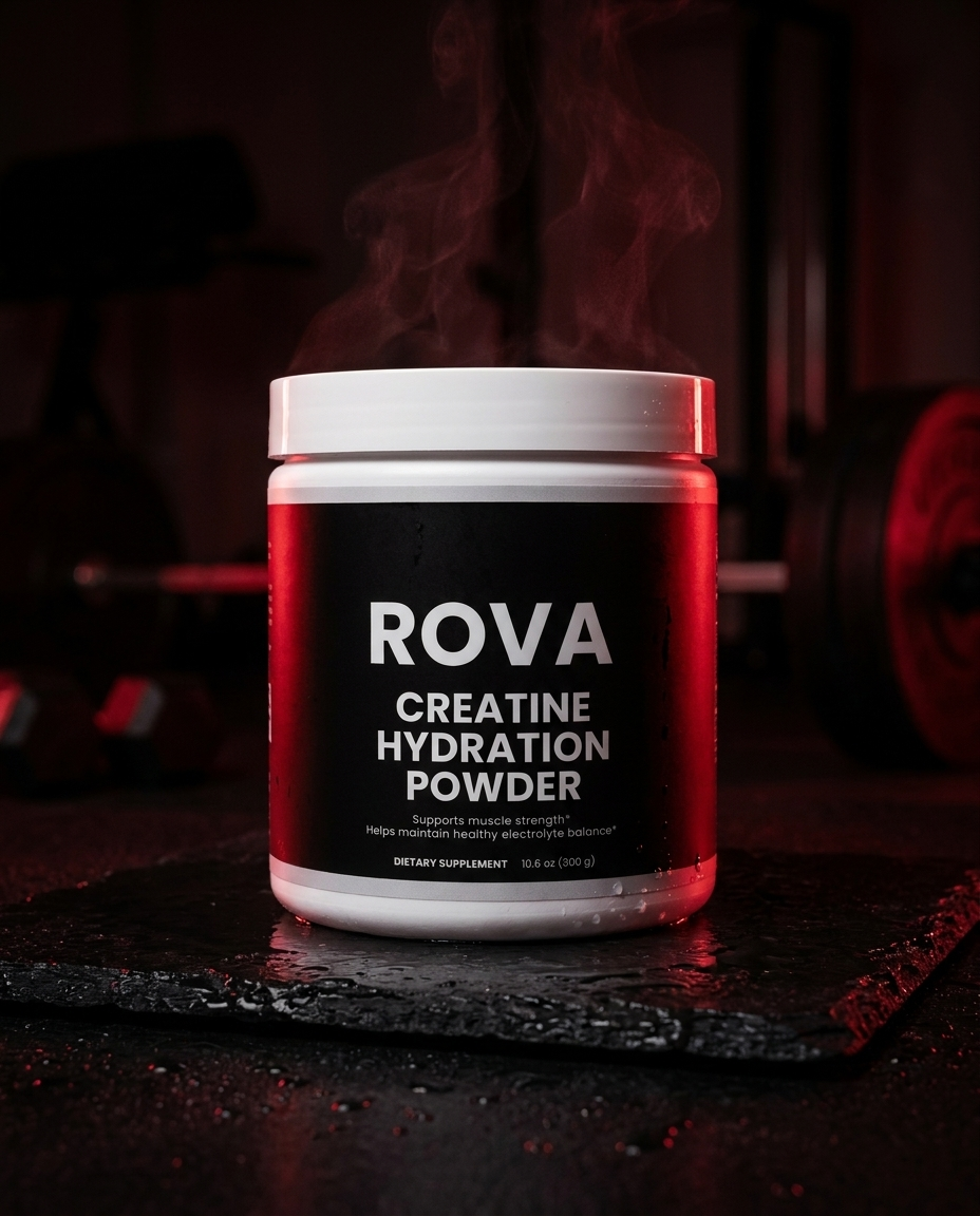 ROVA Creatine Hydration - dark cinematic hero