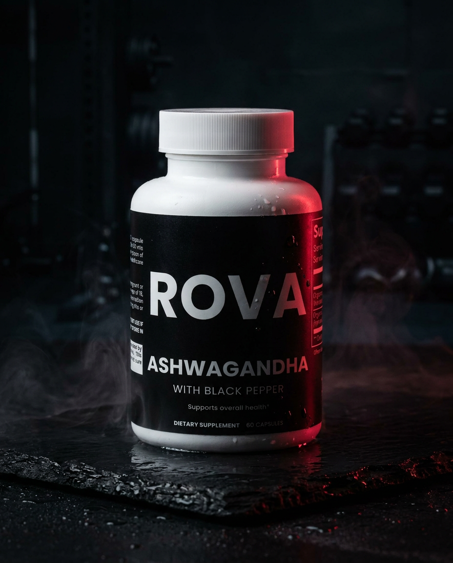 ROVA Ashwagandha - dark cinematic hero
